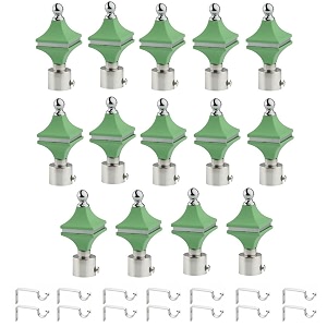 durable abs  stainless steel curtain bracket with support 1 inch rod pocket finials door and window rod support fittings curtain rod holder pack of 14 green