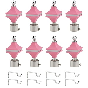 durable abs  stainless steel curtain bracket with support 1 inch rod pocket finials door and window rod support fittings curtain rod holder pack of 8 pink