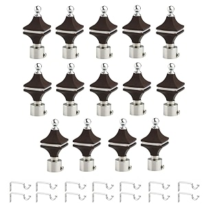 durable abs  stainless steel curtain bracket with support 1 inch rod pocket finials door and window rod support fittings curtain rod holder pack of 14 black