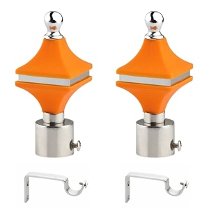 durable abs  stainless steel curtain bracket with support 1 inch rod pocket finials door and window rod support fittings curtain rod holder pack of 2 orange