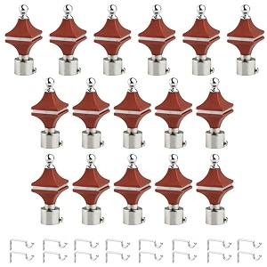 durable abs  stainless steel curtain bracket with support 1 inch rod pocket finials door and window rod support fittings curtain rod holder pack of 16 brown
