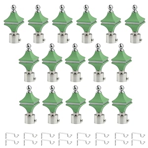 durable abs  stainless steel curtain bracket with support 1 inch rod pocket finials door and window rod support fittings curtain rod holder pack of 16 green