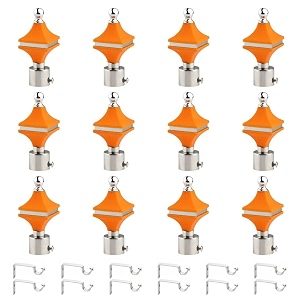 durable abs  stainless steel curtain bracket with support 1 inch rod pocket finials door and window rod support fittings curtain rod holder pack of 12 orange