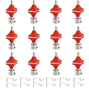 durable abs  stainless steel curtain bracket with support 1 inch rod pocket finials door and window rod support fittings curtain rod holder pack of 12 red