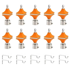 durable abs  stainless steel curtain bracket with support 1 inch rod pocket finials door and window rod support fittings curtain rod holder pack of 10 orange