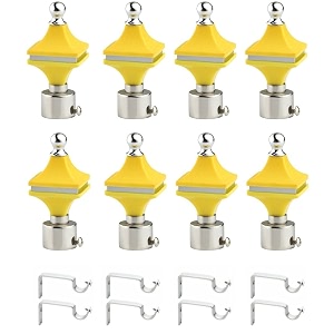 durable abs  stainless steel curtain bracket with support 1 inch rod pocket finials door and window rod support fittings curtain rod holder pack of 8 yellow
