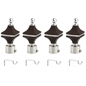 durable abs  stainless steel curtain bracket with support 1 inch rod pocket finials door and window rod support fittings curtain rod holder pack of 4 black