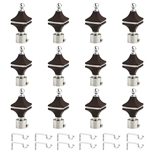 durable abs  stainless steel curtain bracket with support 1 inch rod pocket finials door and window rod support fittings curtain rod holder pack of 12 black