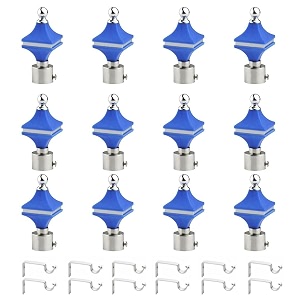 durable abs  stainless steel curtain bracket with support 1 inch rod pocket finials door and window rod support fittings curtain rod holder pack of 12 blue