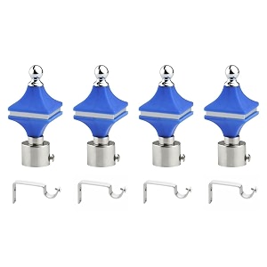 durable abs  stainless steel curtain bracket with support 1 inch rod pocket finials door and window rod support fittings curtain rod holder pack of 4 blue