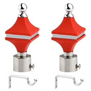 durable abs  stainless steel curtain bracket with support 1 inch rod pocket finials door and window rod support fittings curtain rod holder pack of 2 red