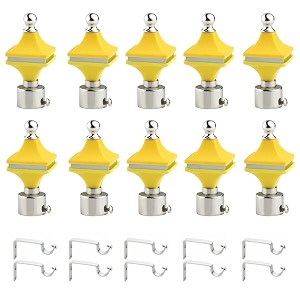 durable abs  stainless steel curtain bracket with support 1 inch rod pocket finials door and window rod support fittings curtain rod holder pack of 10 yellow