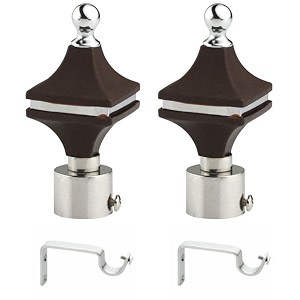 durable abs  stainless steel curtain bracket with support 1 inch rod pocket finials door and window rod support fittings curtain rod holder pack of 2 black