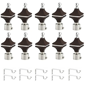durable abs  stainless steel curtain bracket with support 1 inch rod pocket finials door and window rod support fittings curtain rod holder pack of 10 black