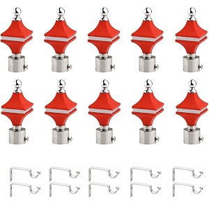 durable abs  stainless steel curtain bracket with support 1 inch rod pocket finials door and window rod support fittings curtain rod holder pack of 10 red