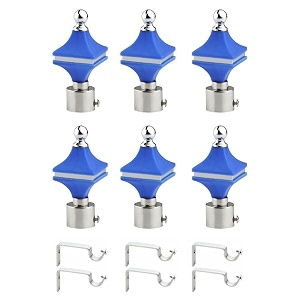 durable abs  stainless steel curtain bracket with support 1 inch rod pocket finials door and window rod support fittings curtain rod holder pack of 6 blue