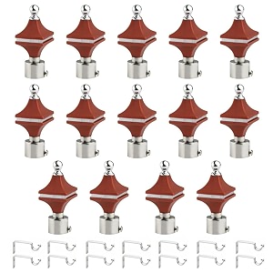 durable abs  stainless steel curtain bracket with support 1 inch rod pocket finials door and window rod support fittings curtain rod holder pack of 14 brown