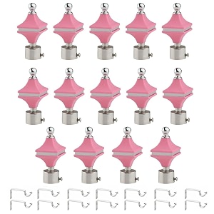durable abs  stainless steel curtain bracket with support 1 inch rod pocket finials door and window rod support fittings curtain rod holder pack of 14 pink
