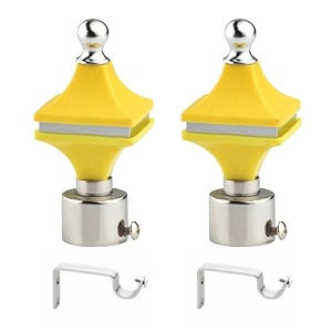 durable abs  stainless steel curtain bracket with support 1 inch rod pocket finials door and window rod support fittings curtain rod holder pack of 2 yellow