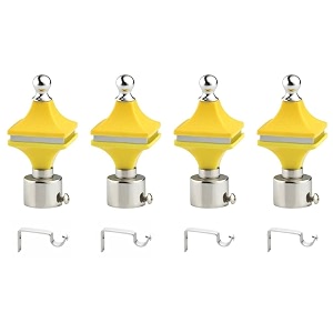 durable abs  stainless steel curtain bracket with support 1 inch rod pocket finials door and window rod support fittings curtain rod holder pack of 4 yellow
