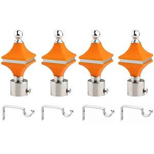 durable abs  stainless steel curtain bracket with support 1 inch rod pocket finials door and window rod support fittings curtain rod holder pack of 4 orange