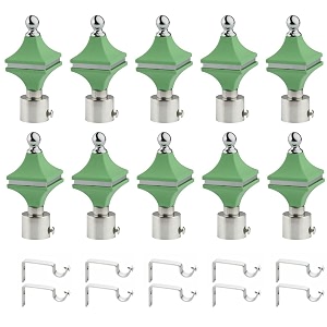 durable abs  stainless steel curtain bracket with support 1 inch rod pocket finials door and window rod support fittings curtain rod holder pack of 10 green