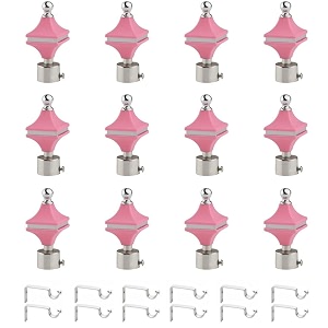 durable abs  stainless steel curtain bracket with support 1 inch rod pocket finials door and window rod support fittings curtain rod holder pack of 12 pink