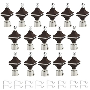 durable abs  stainless steel curtain bracket with support 1 inch rod pocket finials door and window rod support fittings curtain rod holder pack of 16 black
