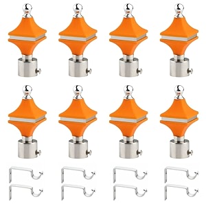 durable abs  stainless steel curtain bracket with support 1 inch rod pocket finials door and window rod support fittings curtain rod holder pack of 8 orange