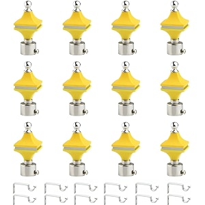 durable abs  stainless steel curtain bracket with support 1 inch rod pocket finials door and window rod support fittings curtain rod holder pack of 12 yellow