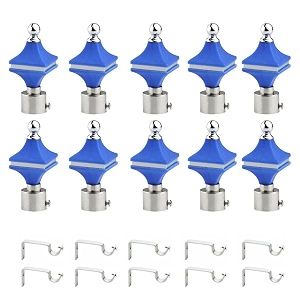 durable abs  stainless steel curtain bracket with support 1 inch rod pocket finials door and window rod support fittings curtain rod holder pack of 10 blue