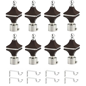 durable abs  stainless steel curtain bracket with support 1 inch rod pocket finials door and window rod support fittings curtain rod holder pack of 8 black