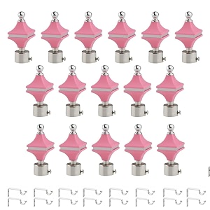 durable abs  stainless steel curtain bracket with support 1 inch rod pocket finials door and window rod support fittings curtain rod holder pack of 16 pink