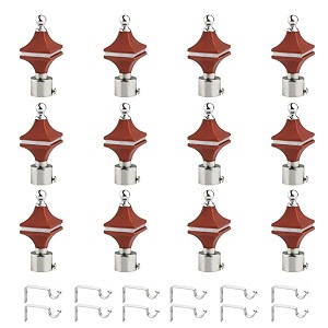 durable abs  stainless steel curtain bracket with support 1 inch rod pocket finials door and window rod support fittings curtain rod holder pack of 12 brown