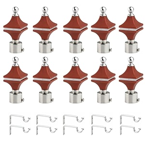 durable abs  stainless steel curtain bracket with support 1 inch rod pocket finials door and window rod support fittings curtain rod holder pack of 10 brown