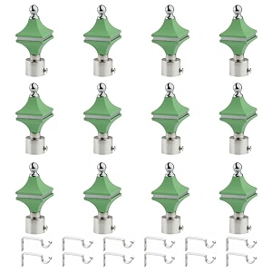 durable abs  stainless steel curtain bracket with support 1 inch rod pocket finials door and window rod support fittings curtain rod holder pack of 12 green