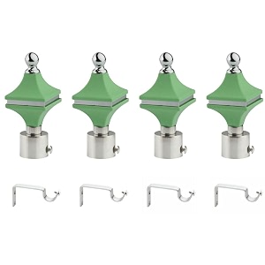 durable abs  stainless steel curtain bracket with support 1 inch rod pocket finials door and window rod support fittings curtain rod holder pack of 4 green
