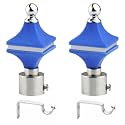 Durable ABS + Stainless Steel Curtain Bracket with Support 1 Inch Rod Pocket Finials Door and Window Rod Support Fittings, Curtain Rod Holder (Pack of 2, Blue)