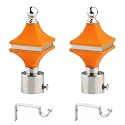 Durable ABS + Stainless Steel Curtain Bracket with Support 1 Inch Rod Pocket Finials Door and Window Rod Support Fittings, Curtain Rod Holder (Pack of 2, Orange)