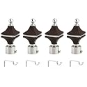 Durable ABS + Stainless Steel Curtain Bracket with Support 1 Inch Rod Pocket Finials Door and Window Rod Support Fittings, Curtain Rod Holder (Pack of 4, Black)
