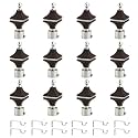 Durable ABS + Stainless Steel Curtain Bracket with Support 1 Inch Rod Pocket Finials Door and Window Rod Support Fittings, Curtain Rod Holder (Pack of 12, Black)