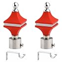 Durable ABS + Stainless Steel Curtain Bracket with Support 1 Inch Rod Pocket Finials Door and Window Rod Support Fittings, Curtain Rod Holder (Pack of 2, Red)