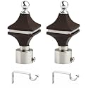 Durable ABS + Stainless Steel Curtain Bracket with Support 1 Inch Rod Pocket Finials Door and Window Rod Support Fittings, Curtain Rod Holder (Pack of 2, Black)