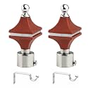 Durable ABS + Stainless Steel Curtain Bracket with Support 1 Inch Rod Pocket Finials Door and Window Rod Support Fittings, Curtain Rod Holder (Pack of 2, Brown)