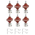 Durable ABS + Stainless Steel Curtain Bracket with Support 1 Inch Rod Pocket Finials Door and Window Rod Support Fittings, Curtain Rod Holder (Pack of 6, Brown)