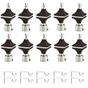 Durable ABS + Stainless Steel Curtain Bracket with Support 1 Inch Rod Pocket Finials Door and Window Rod Support Fittings, Curtain Rod Holder (Pack of 10, Black)