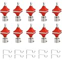 Durable ABS + Stainless Steel Curtain Bracket with Support 1 Inch Rod Pocket Finials Door and Window Rod Support Fittings, Curtain Rod Holder (Pack of 10, Red)