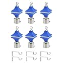 Durable ABS + Stainless Steel Curtain Bracket with Support 1 Inch Rod Pocket Finials Door and Window Rod Support Fittings, Curtain Rod Holder (Pack of 6, Blue)