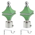 Durable ABS + Stainless Steel Curtain Bracket with Support 1 Inch Rod Pocket Finials Door and Window Rod Support Fittings, Curtain Rod Holder (Pack of 2, Green)