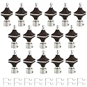 Durable ABS + Stainless Steel Curtain Bracket with Support 1 Inch Rod Pocket Finials Door and Window Rod Support Fittings, Curtain Rod Holder (Pack of 16, Black)